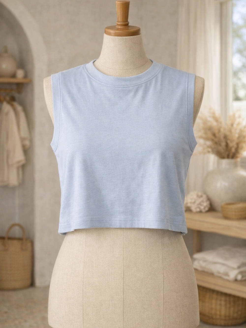 Lou & Grey Pale Blue Cropped Muscle Tee